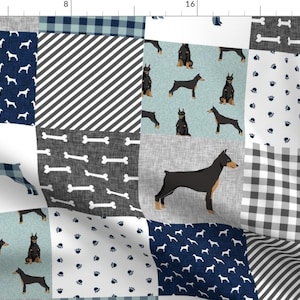 Doberman Fabric - Doberman Pinscher Pet Quilt B Cheater Quilt Dog Breed Nursery By Petfriendly - Cotton Fabric By The Yard With Spoonflower