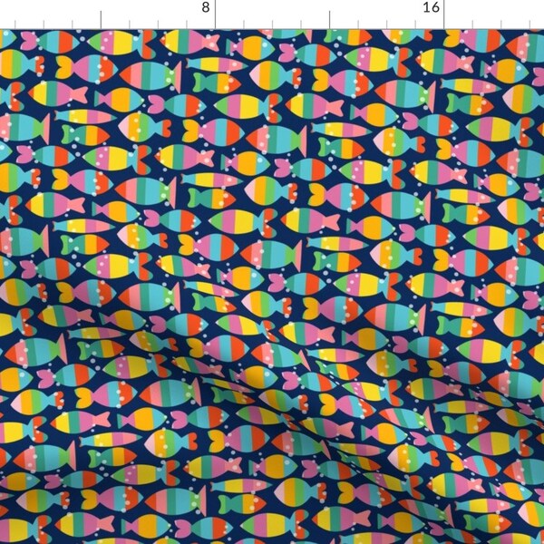 Bright Fish Apparel Fabric - Color Block Fish by teri_larson - Coastal Nautical Colorful Beach Ocean Seaside Clothing Fabric by Spoonflower