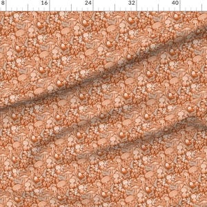 Magical Mushroom Fabric - Tiny Shrooms by dj-v - Monochromatic Terra Cotta Rust Brown Fall Colors Fabric by the Yard by Spoonflower image 2