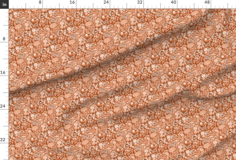 Magical Mushroom Fabric - Tiny Shrooms by dj-v - Monochromatic Terra Cotta Rust Brown Fall Colors Fabric by the Yard by Spoonflower image 2