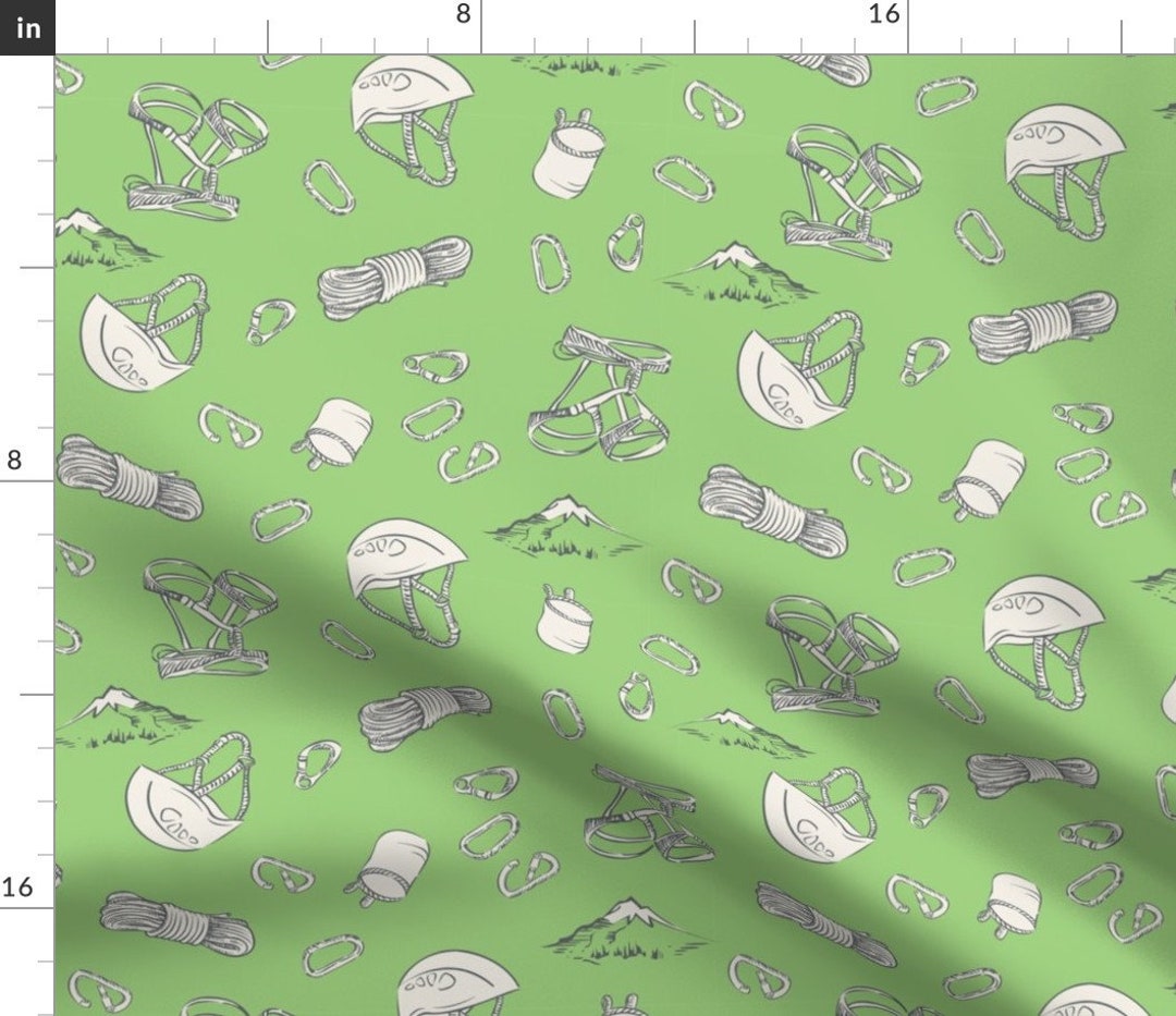 Outdoors Green Climbing Gear Fabric Climb Outside Green by Etsy