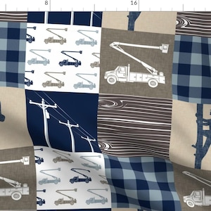 Patchwork Fabric - Lineman Patchwork Tan And Brown - Plaid By Littlearrowdesign - Cheater Quilt Cotton Fabric By The Yard With Spoonflower