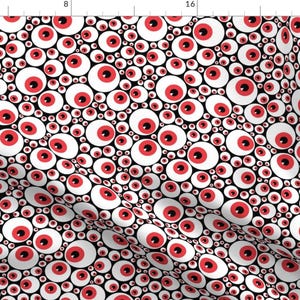 Red Eyeball Fabric - Eyeballs Red By Petitspixels - Spooky Red Eyes Halloween Creepy Kids Cotton Fabric By The Yard With Spoonflower