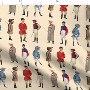 Equestrian Horse Jockeys Fabric - The Riders Of Vanity Fair By Ragan - Jockeys Cotton Fabric By The Yard With Spoonflower