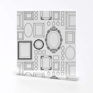 Picture Frame Wallpaper - Victorian Picture Frames By Booboo Collective - White Black Removable Self Adhesive Wallpaper Roll by Spoonflower