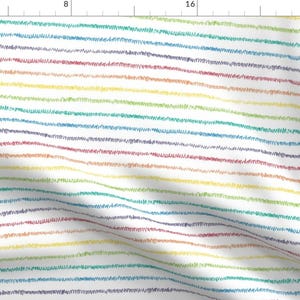 Rainbow Scribble Stripe Fabric - Rainbow Crayon Mini-Stripe By Weavingmajor - Colorful Crayon Cotton Fabric By The Yard With Spoonflower