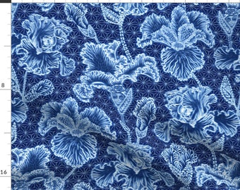 Iris Blue Floral Illustration Fabric - Iris Shibori By Helenpdesigns - Iris Blue Flowers Cotton Fabric By The Yard With Spoonflower