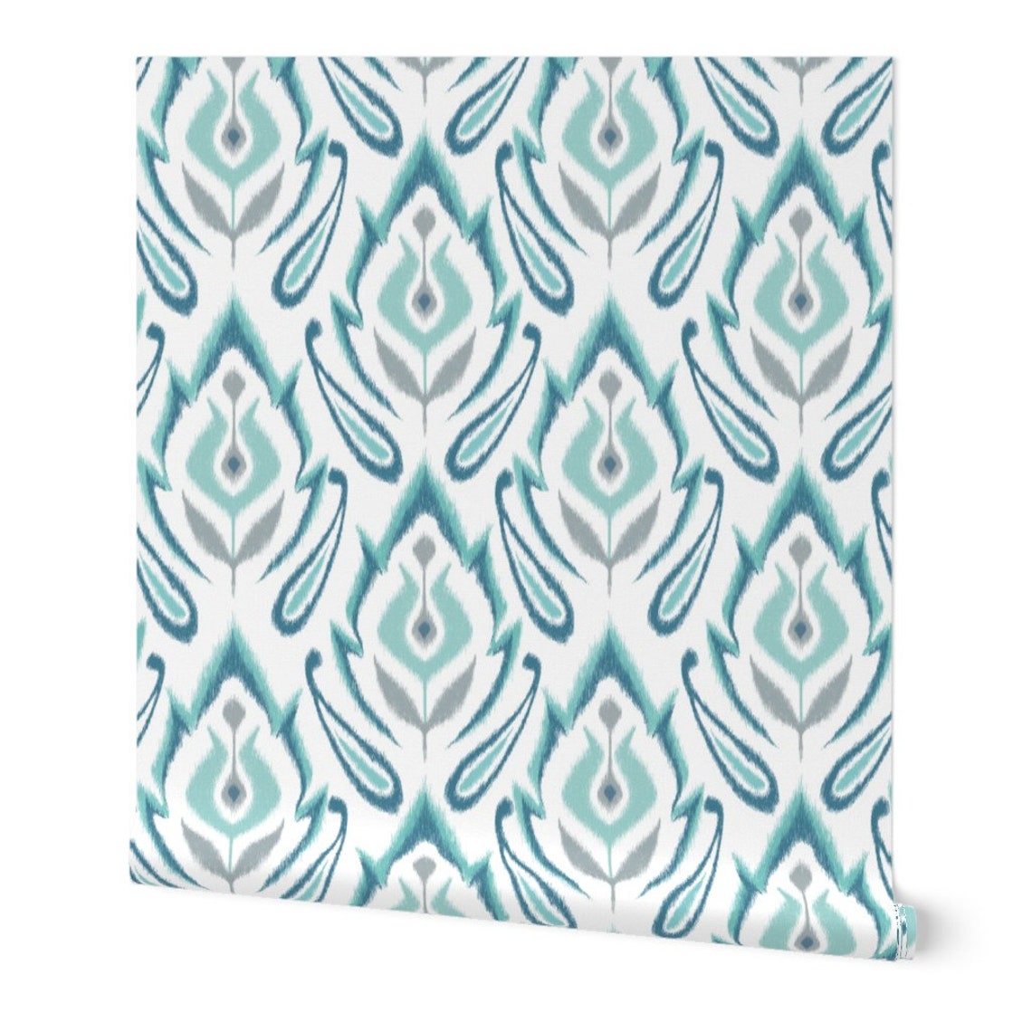Ikat Wallpaper Cool Blue Ikat by Pattysloniger Modern Home - Etsy