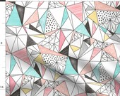 Geometric Fabric - Triangles With Watercolor Pencil By Caja Design - Geometric Cotton Fabric By The Yard With Spoonflower