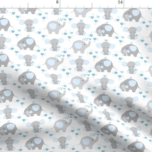 Boy Nursery Blue Elephants Fabric Elephant Nursery Blue Boy Etsy