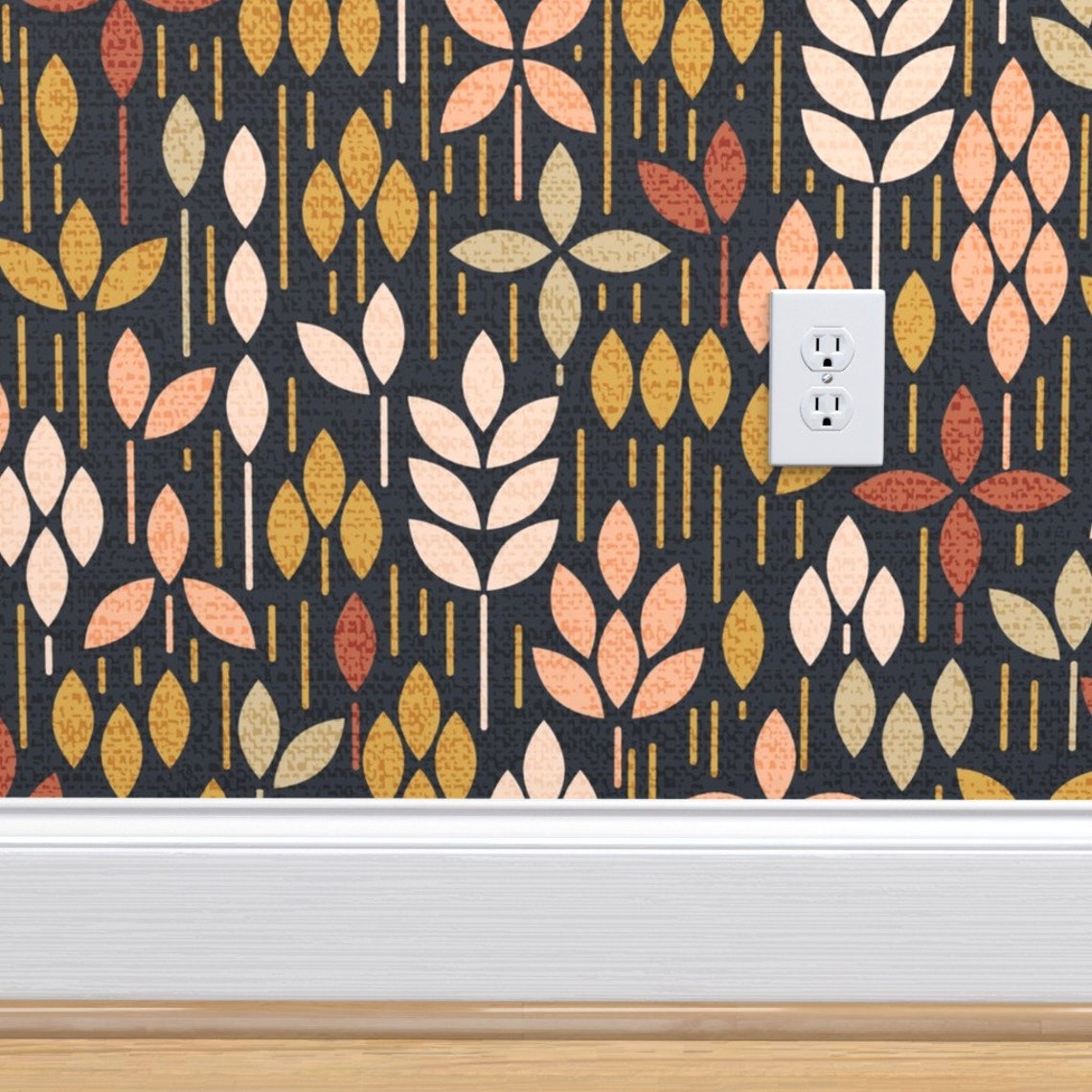 Scandi Floral Wallpaper Scandi Meadow Earthy by Dj-v Gray | Etsy