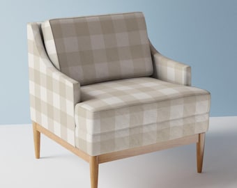 Neutral Plaid Upholstery Fabric- Bone & Cream Check by dept_6 - Buffalo Check Tan Cream Khaki Farmhouse  Fabric By The Yard With Spoonflower