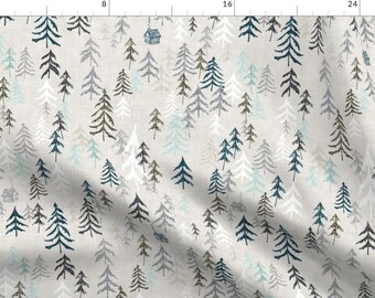 Tree Fabric - Solitude By Nouveau Bohemian - Forest Cotton Fabric By The Yard With Spoonflower