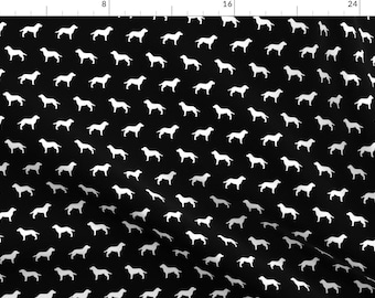 Black And White Fabric - Labrador Retriever White On Black By Mariafaithgarcia - Black And White Cotton Fabric By The Yard With Spoonflower