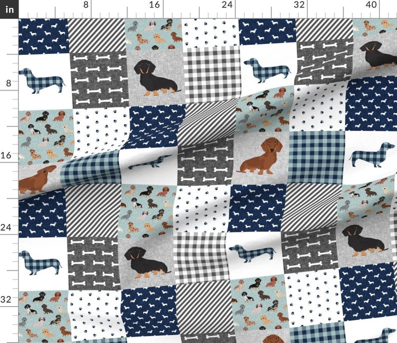 Dachshund Fabric Dachshund Pet Quilt Dog Breed Cheater Quilt Multi By Petfriendly Dachshund Cotton Fabric By The Yard With Spoonflower image 3