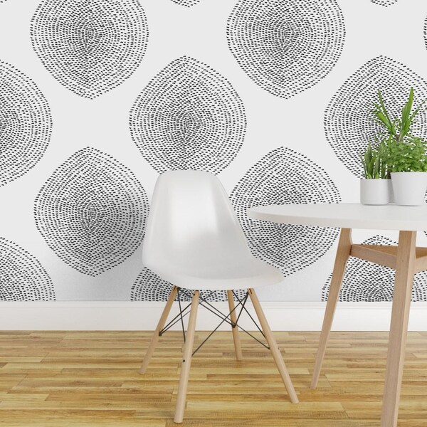 Black And White Wallpaper - Jumbo Stripy Boho Drop By Juliaschumacher - Trees Nature Removable Self Adhesive Wallpaper Roll by Spoonflower