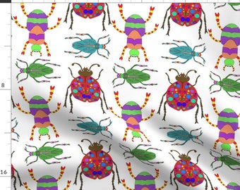 Beetle Bugs Fabric - Beetles By Linsart - Beetles Insects Bugs Nature Creepy Crawly Colorful Kids Cotton Fabric By The Yard With Spoonflower