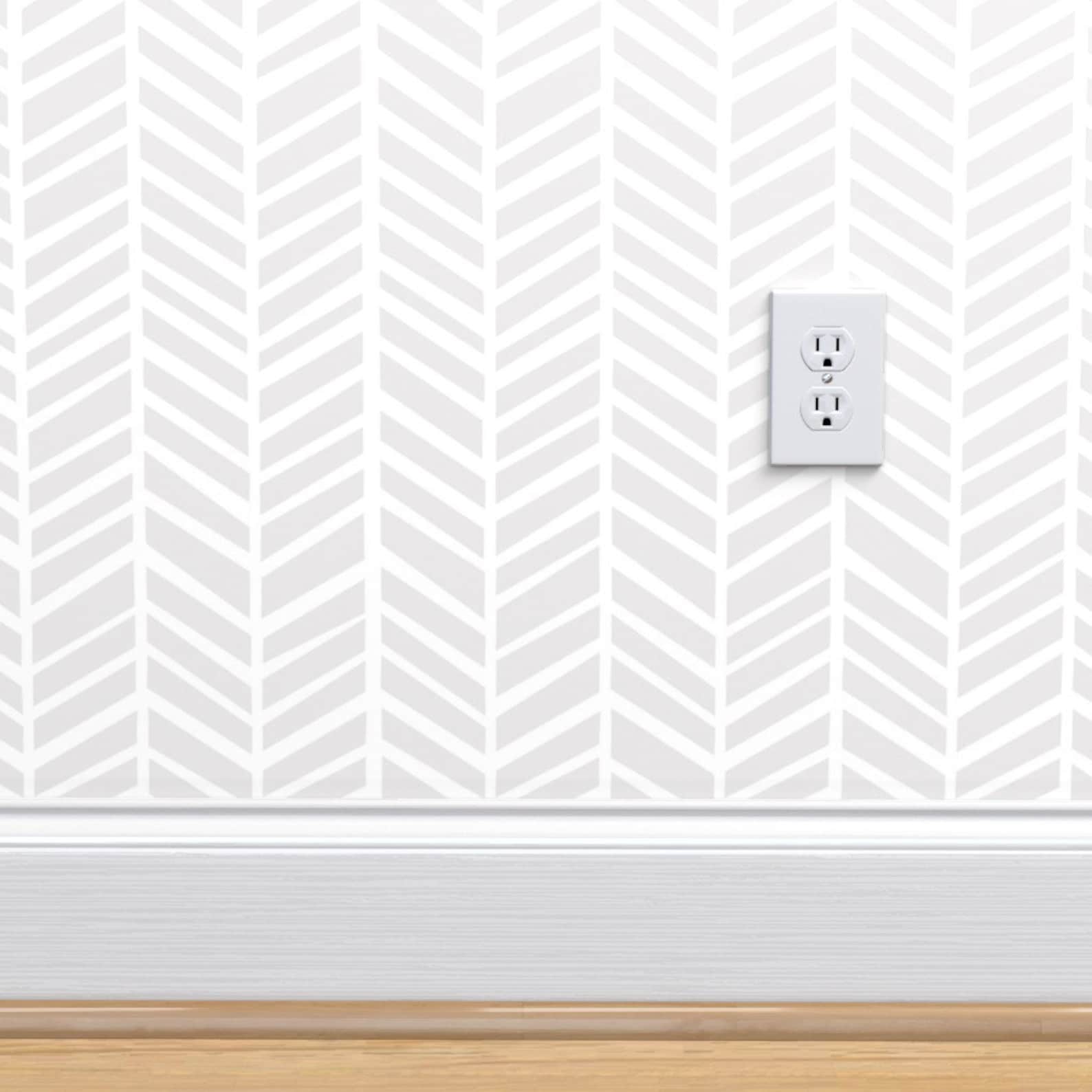 Gray Herringbone Wallpaper Herringbone Light Grey by Friztin Etsy