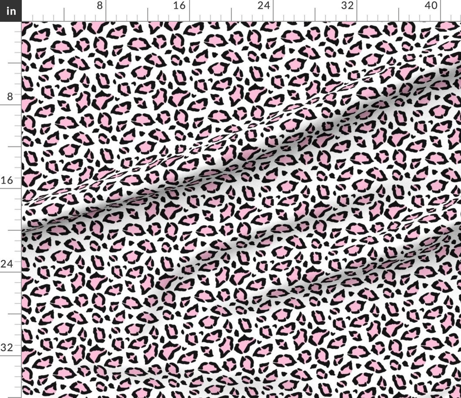 Pink Leopard Print Fabric Leopard Pastel Pink on White by Etsy
