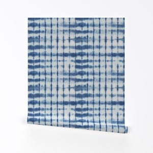 Indigo Wallpaper - Shibori 20 Indigo By Theplayfulcrow - Indigo Shibori Custom Printed Removable Self Adhesive Wallpaper Roll by Spoonflower