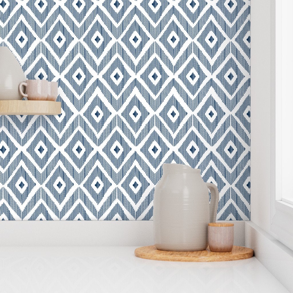 Dark Blues with Pink Ikat main image 0