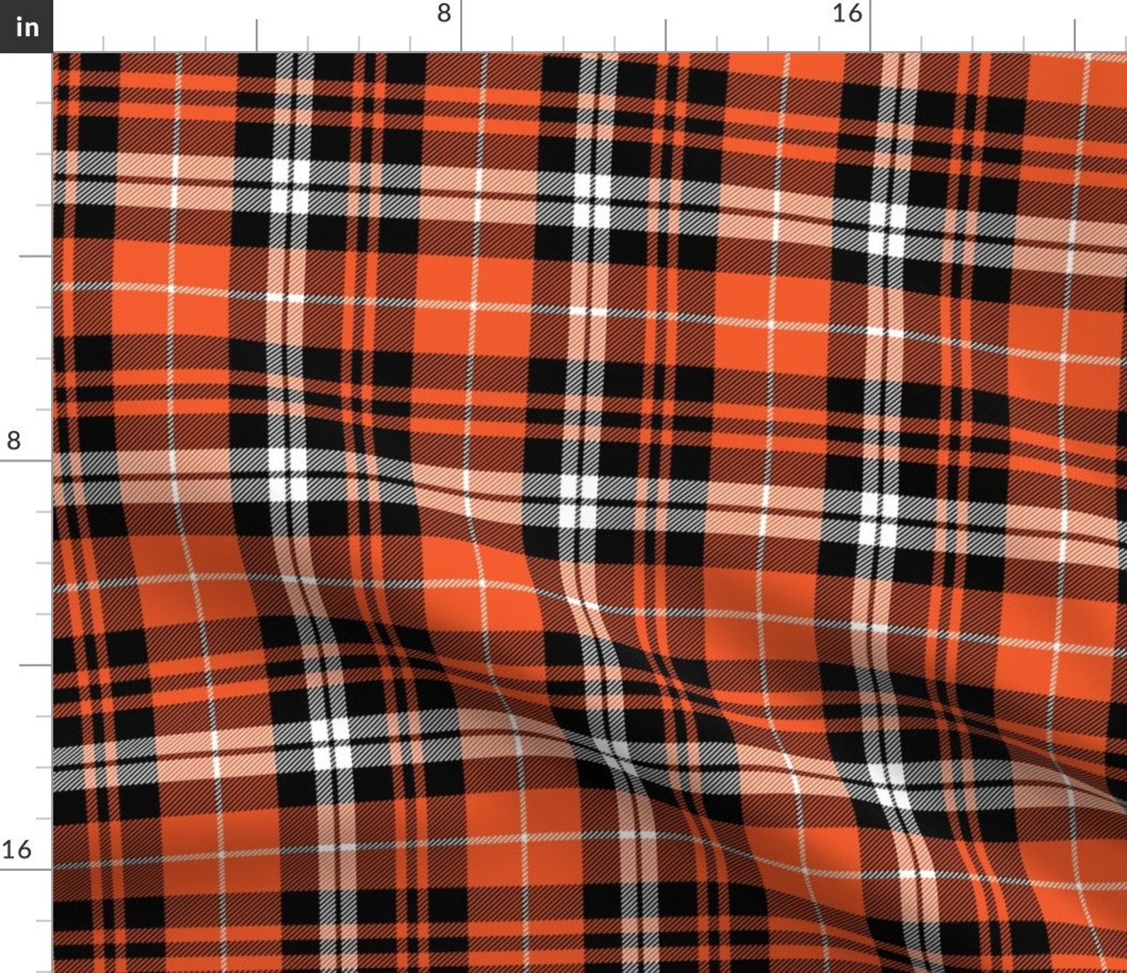 Orange Plaid Fabric Pumpkin Fall Plaid OrangeBlackWhite By Etsy