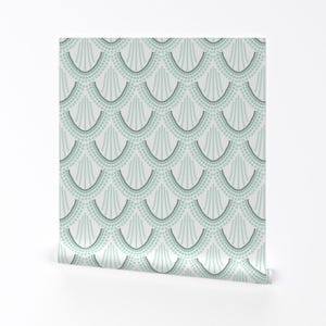 Aqua Wallpaper - Aqua Ombre Mermaid Scales By Ivieclothco - Aqua Scales Custom Printed Removable Self Adhesive Wallpaper Roll by Spoonflower