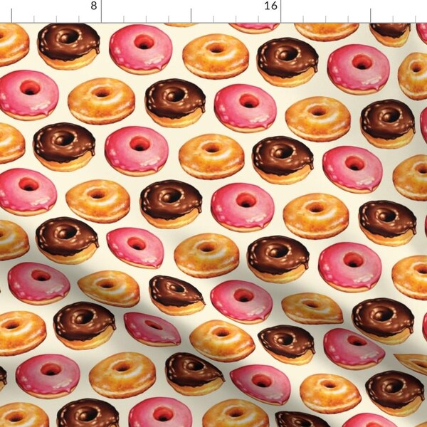 Assorted Donuts Fabric - Donut Pattern By Kellygilleran - Kitschy Retro Donut Kitchen Decor Cotton Fabric By The Yard With Spoonflower