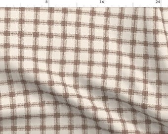 Neutral Fabric - Check Mate Brown by thewelshmanswife - Plaid Brown Beige Distressed Tartan Traditional Fabric by the Yard by Spoonflower