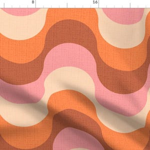 Vintage Stripes Fabric - Disco Wave by pippa_shaw - Retro 1970s Geometric Pink Orange Brown Mid Century Fabric by the Yard by Spoonflower