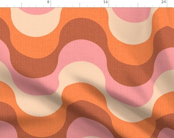 Vintage Stripes Fabric - Disco Wave by pippa_shaw - Retro 1970s Geometric Pink Orange Brown Mid Century Fabric by the Yard by Spoonflower