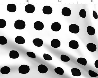 Polka Dots Fabric - Jumbo Polka Dots In Black and White By Domesticate Classic Pattern  - Cotton Fabric By The Yard With Spoonflower