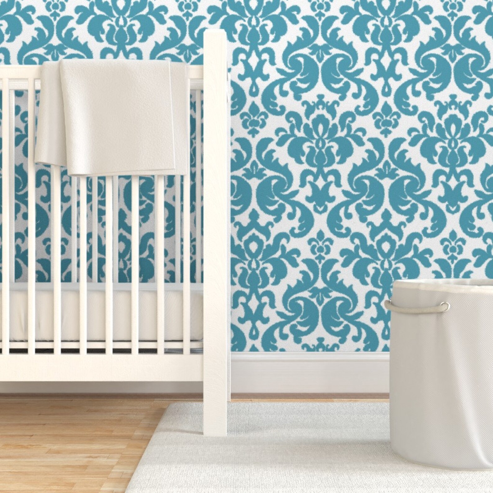 Damask Wallpaper Teal Ikat Damask by Etsy