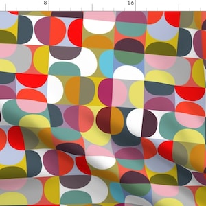 Midcentury Fabric - Slices of Fruit By Kurtcyr - Modern Home Decor Circles Colorful Geometric Cotton Fabric By The Yard With Spoonflower
