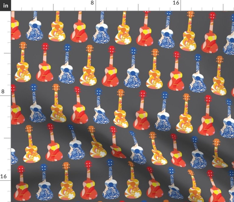 Ukulele Fabric Ukuleles Bright by Owlandchickadee Etsy