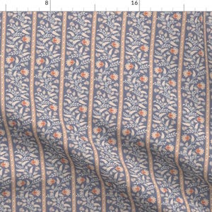 Cottagecore Fabric - Branch Stripe Floral by irina_skaska - Traditional Floral Stripe Branches Wildflowers Fabric by the Yard by Spoonflower
