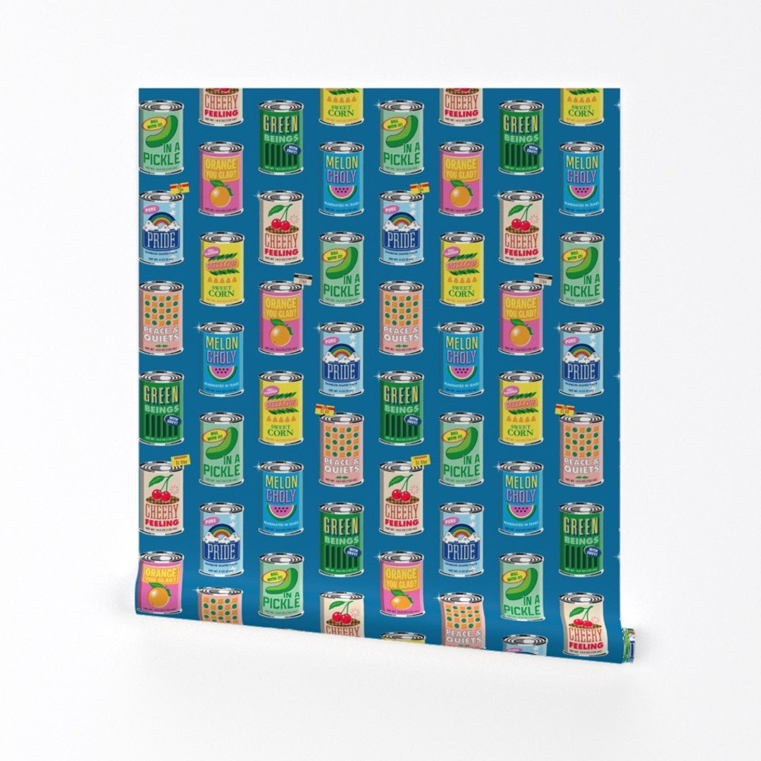 Retro Wallpaper Canned Food Mood by Pennycandy Fruit Food Market