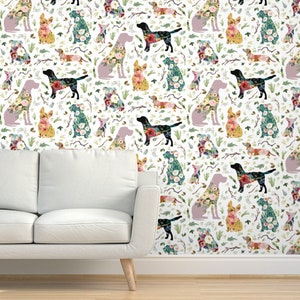 Floral Dogs Wallpaper 8 Patchwork Dogs by Shopcabin - Etsy