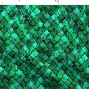 Dragon Scale Green Fabric - Dragon Scales Irish Dragon, In Greens, By Su G ©Suschaefer By Su G - Dragon Scale Fabric With Spoonflower