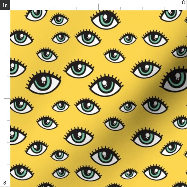 Eye Fabric Eyes Pattern by Kostolom3000 Yellow Blue Eyes Etsy