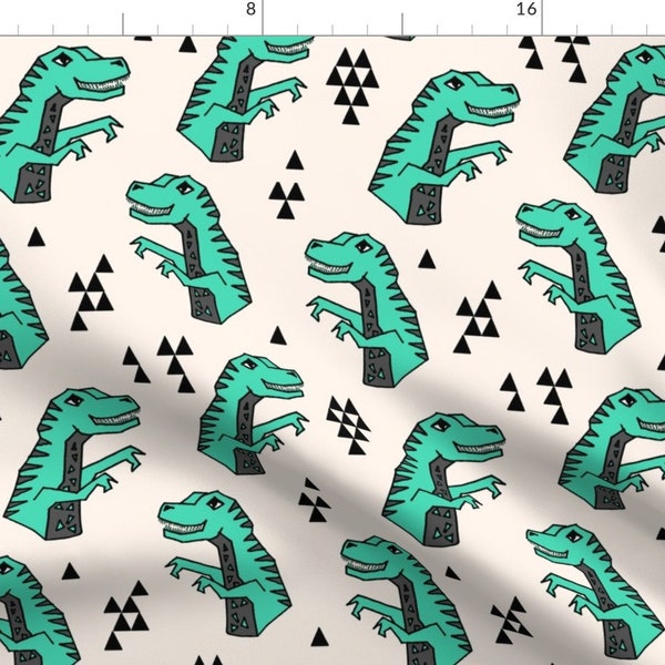 Dinosaur Fabric Dinosaurs Green T Rex Tyrannosaurus Rex Prehistoric Kids Boys By Andrea Lauren Cotton Fabric By The Yard with Spoonflower