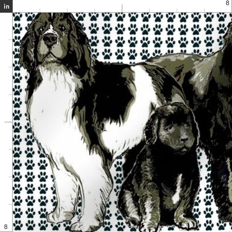 Newfoundland Family Fabric Newfoundland Dog Family Fabric by Etsy
