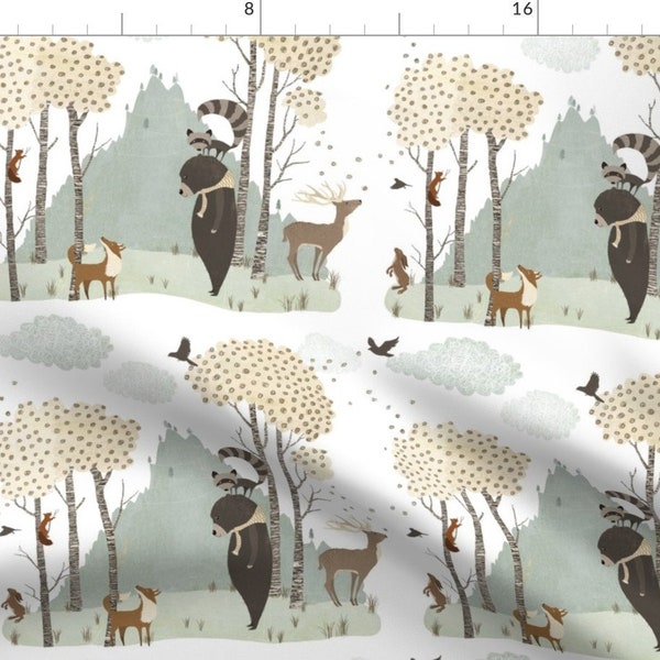 Woodland Pals Fabric - Something In The Air By Katherine Quinn - Woodland Animal Friends Forest Cotton Fabric By The Yard With Spoonflower
