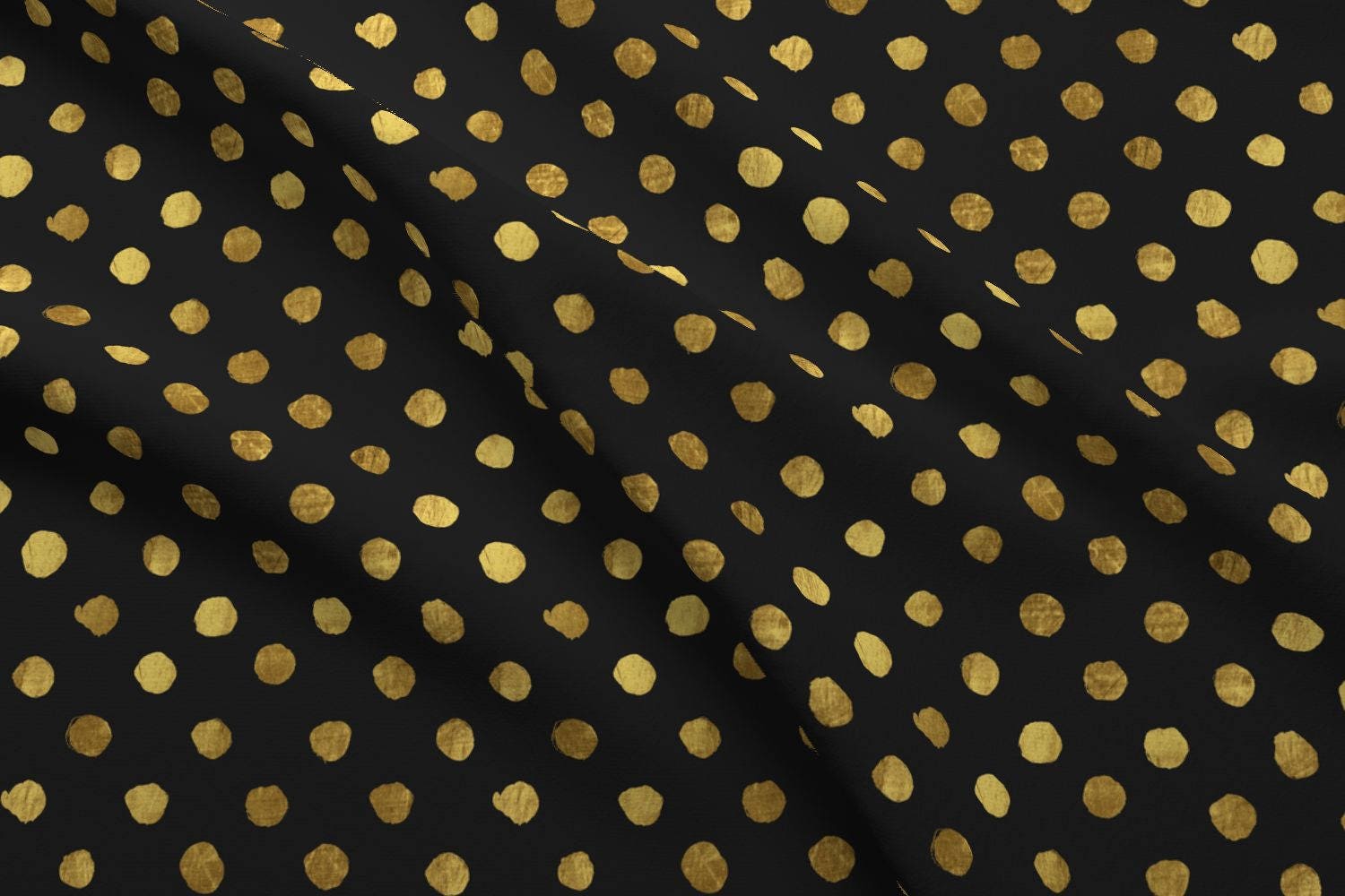 Polka Dots Fabric Gold Dots Black By Crystal Walen Cotton Etsy