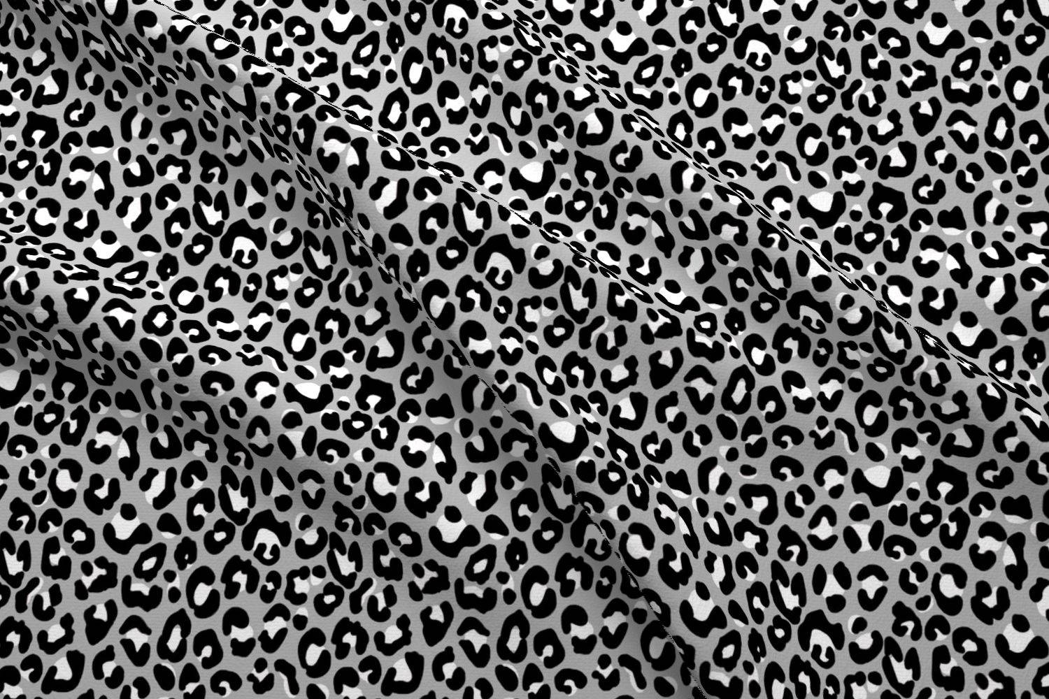 Black and Gray Cheetah Print Fabric Black Grey Leopard Etsy