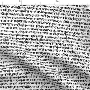 Sanskrit Fabric - Sanskrit - Black White By Thin Line Textiles - Sanskrit Ancient Writing Cotton Fabric By The Yard With Spoonflower