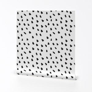 Spots Wallpaper Large Painted Black Dot White By Weegallery Neutral Custom Printed Removable Self Adhesive Wallpaper Roll by Spoonflower image 1