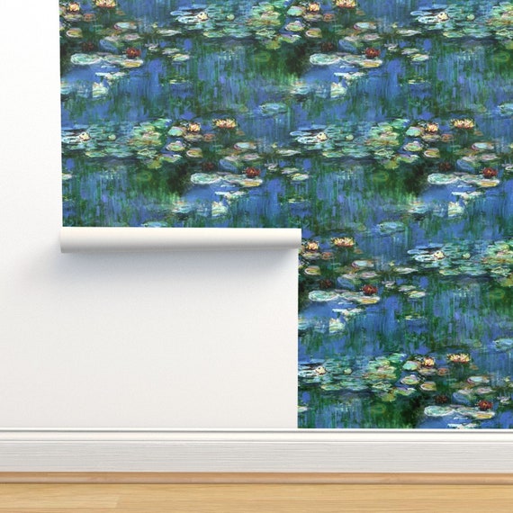 Water Lily Wallpaper Claude Monet Water Lilies by - Etsy Water Lily Wallpaper Claude Monet Water Lilies by - Etsy