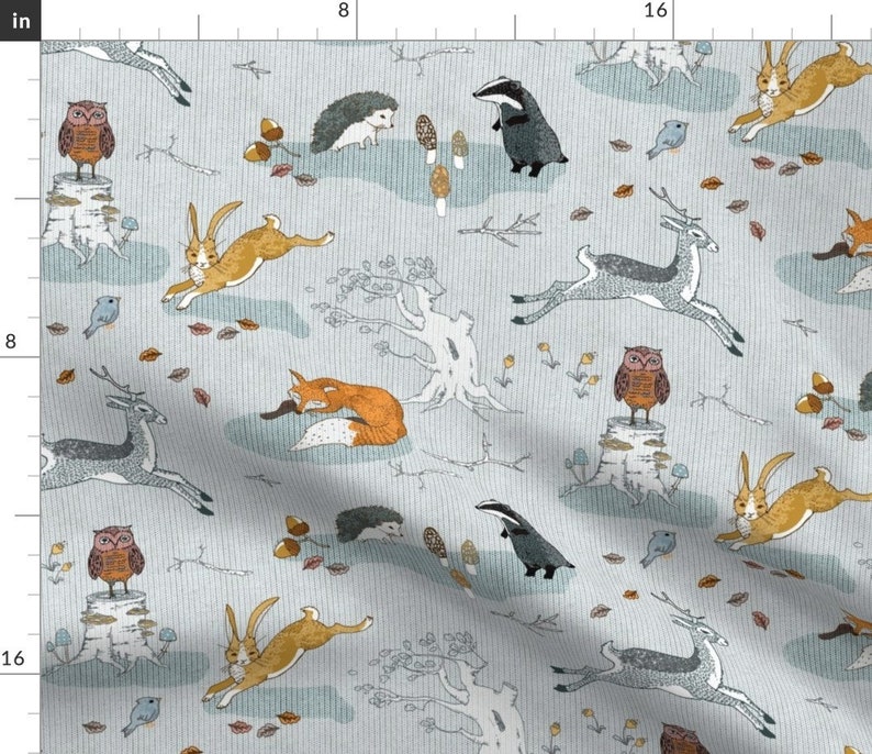 Fox Fabric Hogs Under Hedges Foxes On Copses Custom Fabric By Nouveau Bohemian Fox Cotton Fabric by the Yard with Spoonflower image 1