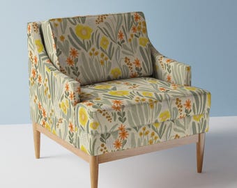 Art Nouveau Upholstery Fabric- Nouveau Floral by mint_tulips - Garden Sage Green Yellow Large Scale  Fabric By The Yard With Spoonflower